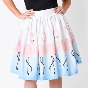 Unique Vintage Flamingo Skirt XL/14 Pinup Retro Rockabilly